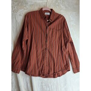 URBAN OUTFITTERS Striped Button Down‎ Shirt Womens M M Rust Orange Long Sleeve